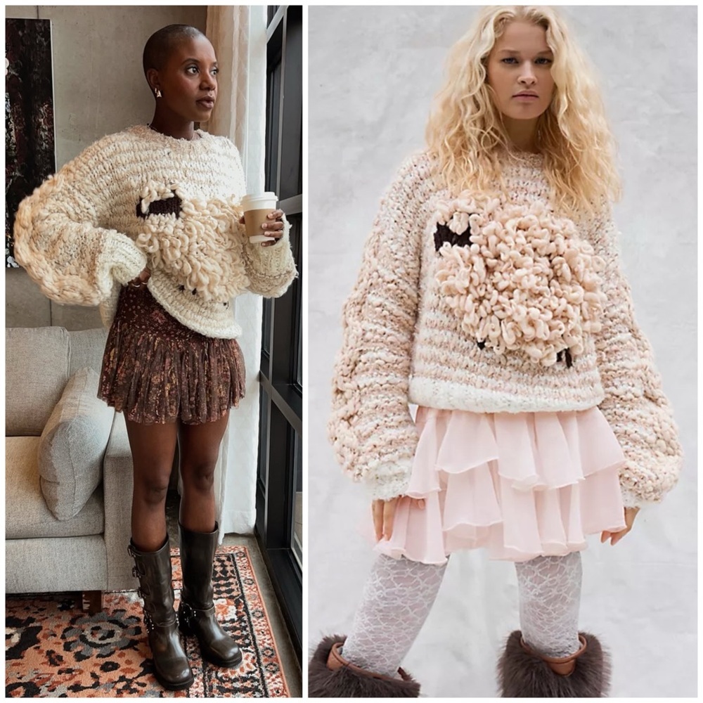 Free People Dream Of Sheep Textured Pullover Sweater SZ S